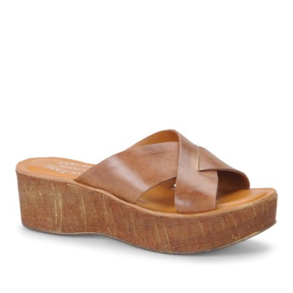 Kork-Ease Sabrina Leather Strappy Platform Sandal Brown Size 6/36.5